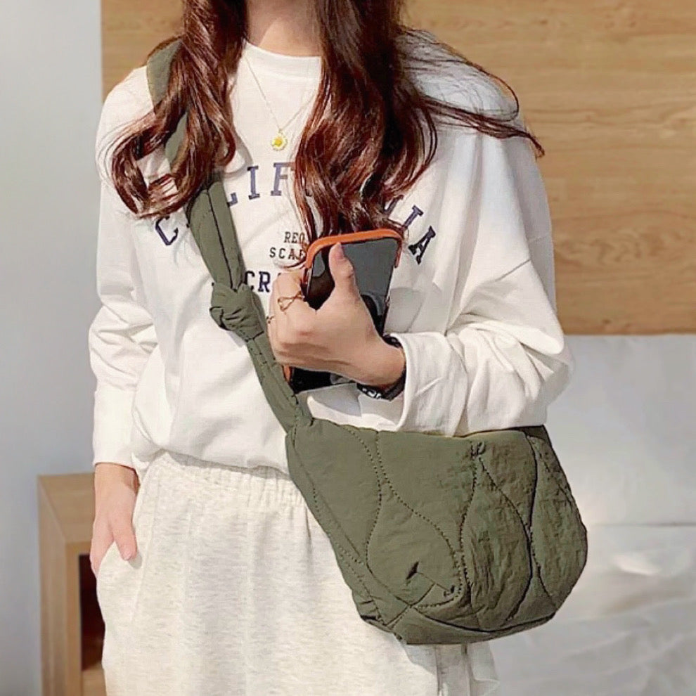 Crescent Quilted Crossbody Bag
