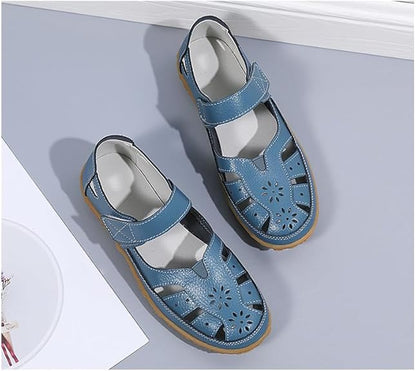 Women's hollow soft leather breathable moccasins sandals