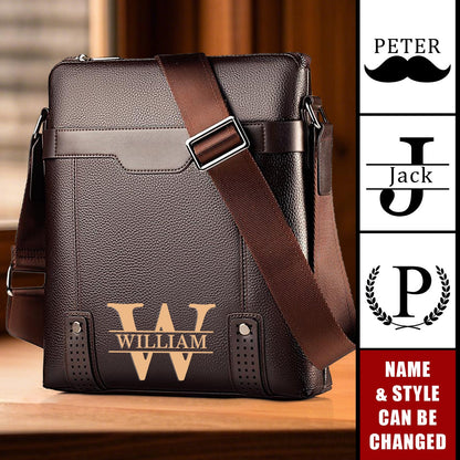 Vintage Monogram - Personalized Travel Business Shoulder CrossBody Bag