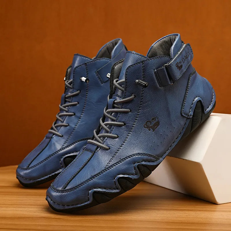 Last Day 50% OFF🔥Men's Handmade Outdoor Waterproof Suede Velcro High Boots