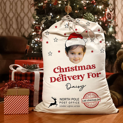Custom Christmas Delivery Face Photo Family Christmas Bag, Christmas Gift
